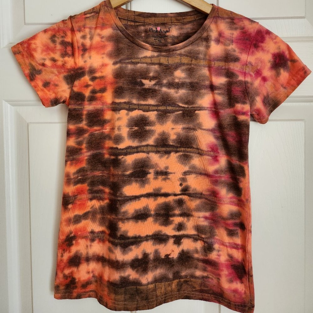 Upcycled Bleached&Dyed Pink Angel T-Shirt, Girls Size 16